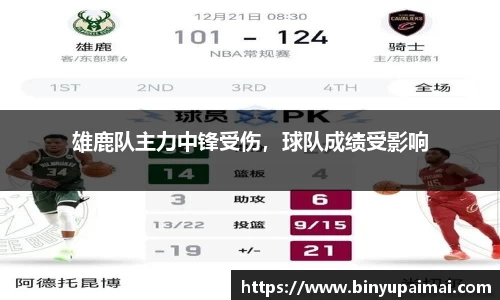 雄鹿队主力中锋受伤，球队成绩受影响