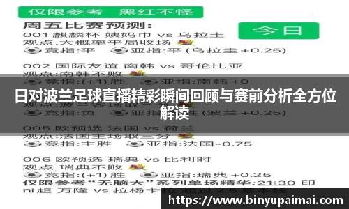 日对波兰足球直播精彩瞬间回顾与赛前分析全方位解读